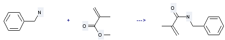 2-Propenamide,2-methyl-N-(phenylmethyl)- can be prepared by 2-methyl-acrylic acid methyl ester and benzylamine at the temperature of 60 °C